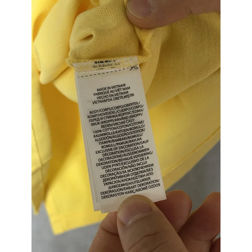NWT Polo Ralph Lauren Polo Shirt Men M Yellow Slim Pique Embroidered Blue Pony